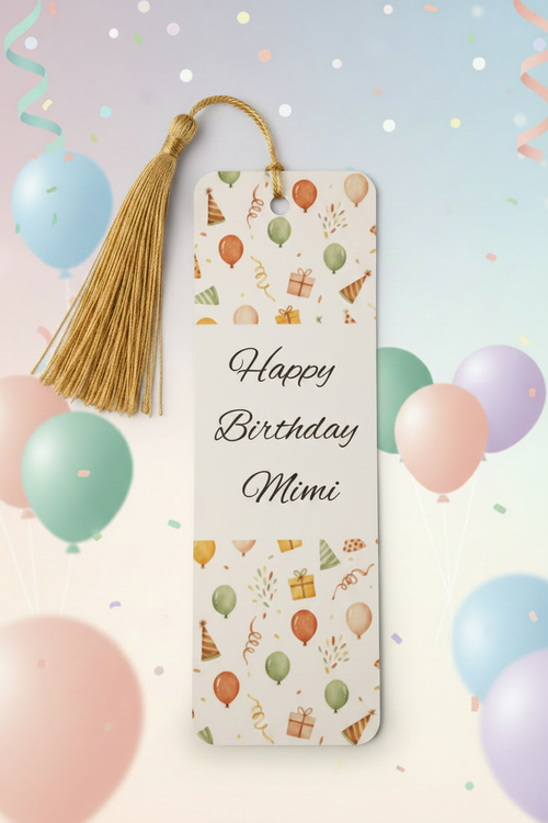 Book Lover's Birthday Bookmark on Birthday Backdrop