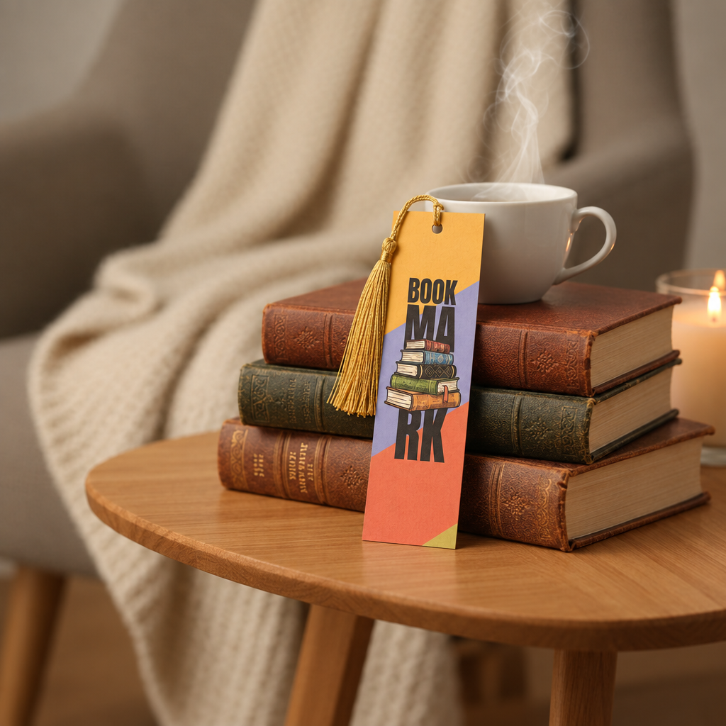 Book stack bookmark with squared corners