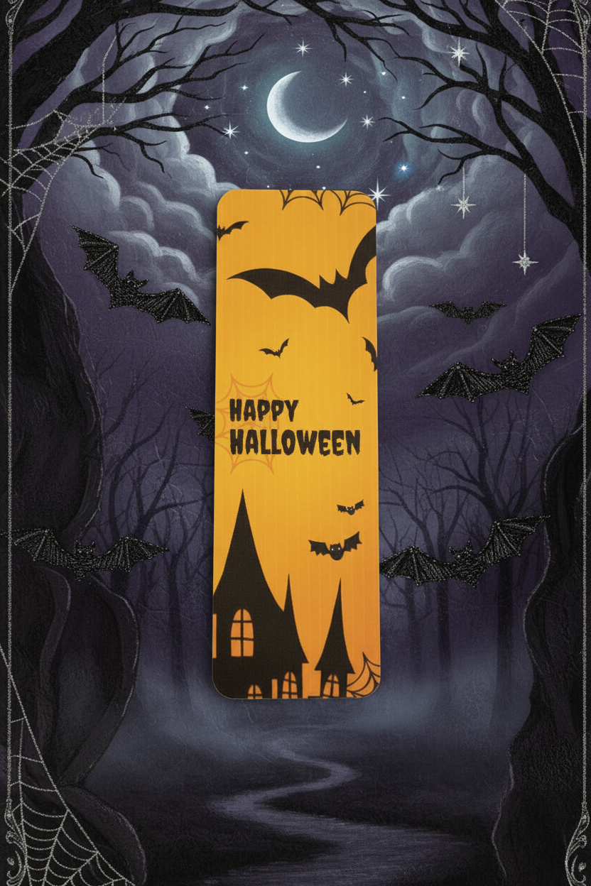 Full Bookmark on Halloween Background