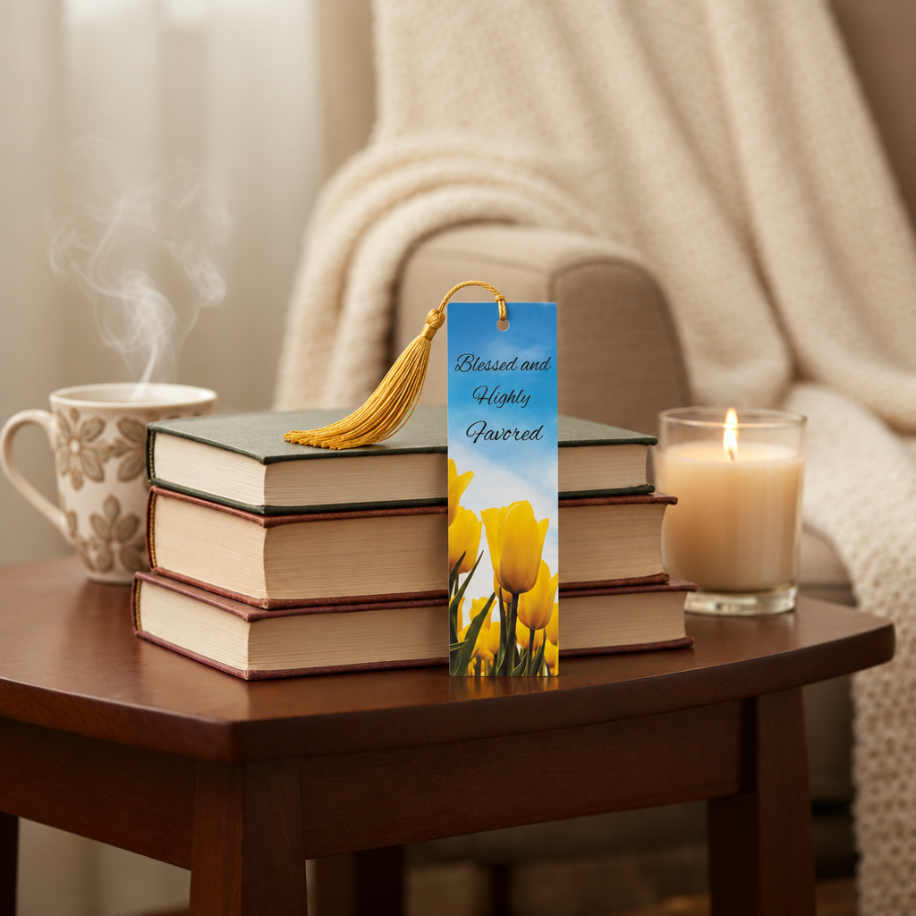 Highly Favored bookmark with squared corners