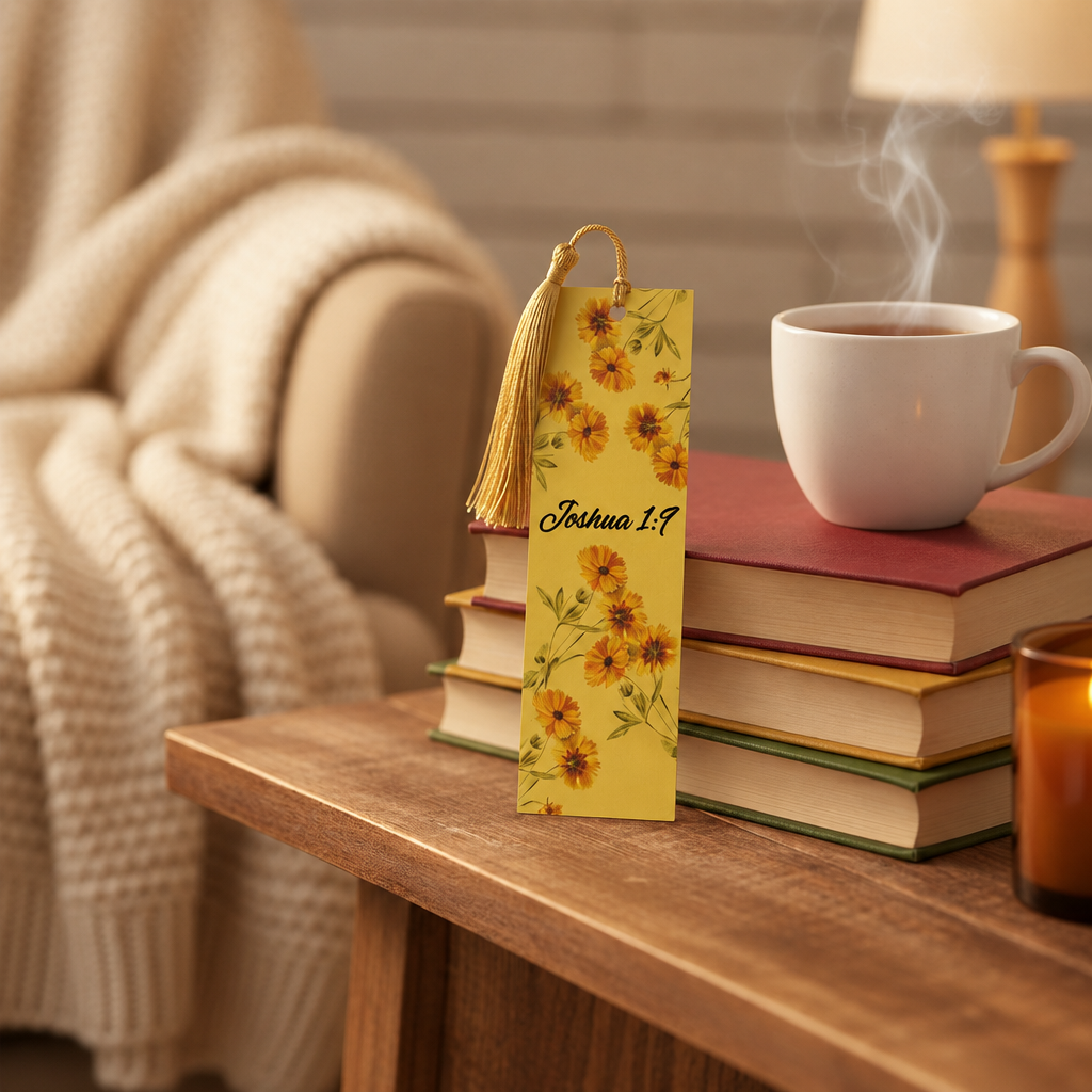 Joshua 1:9 bookmark with squared corners